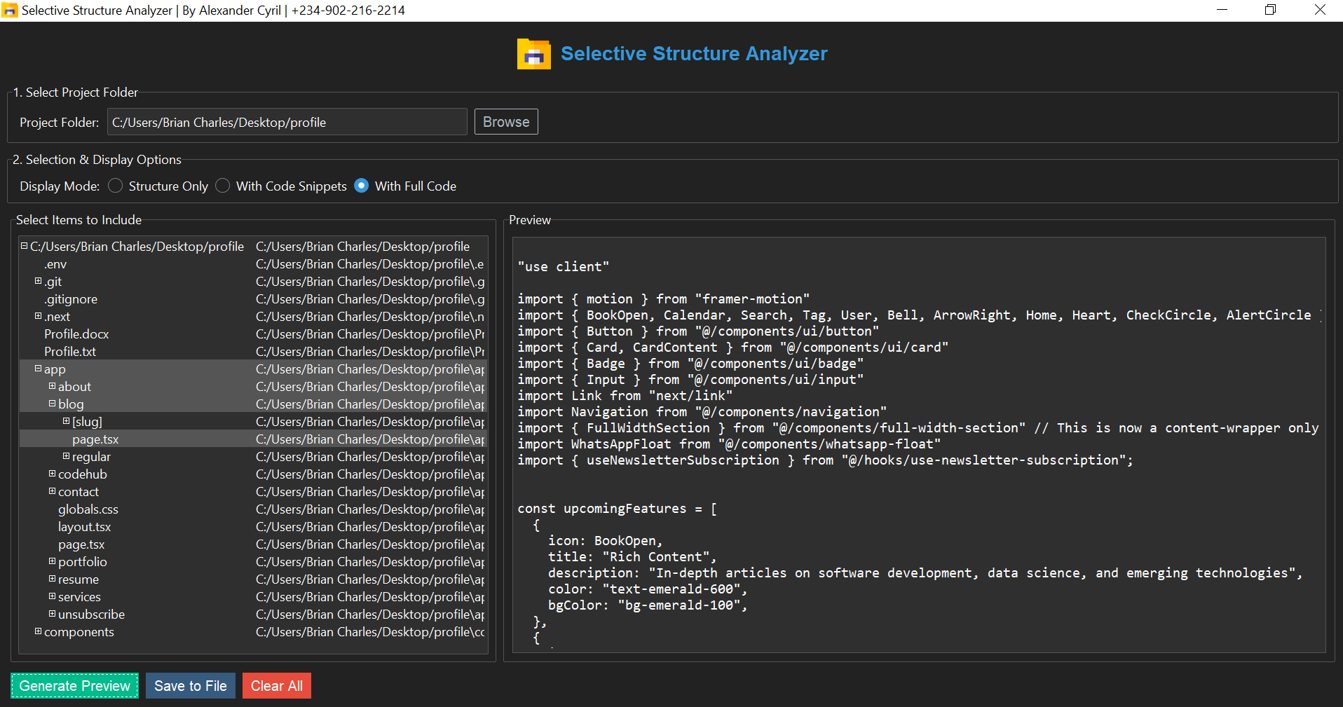 Selective Structure Analyzer